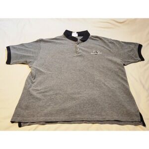 Disney World Polo Shirt Mens Large Gray Black Mickey Mouse Button Up Size‎ L